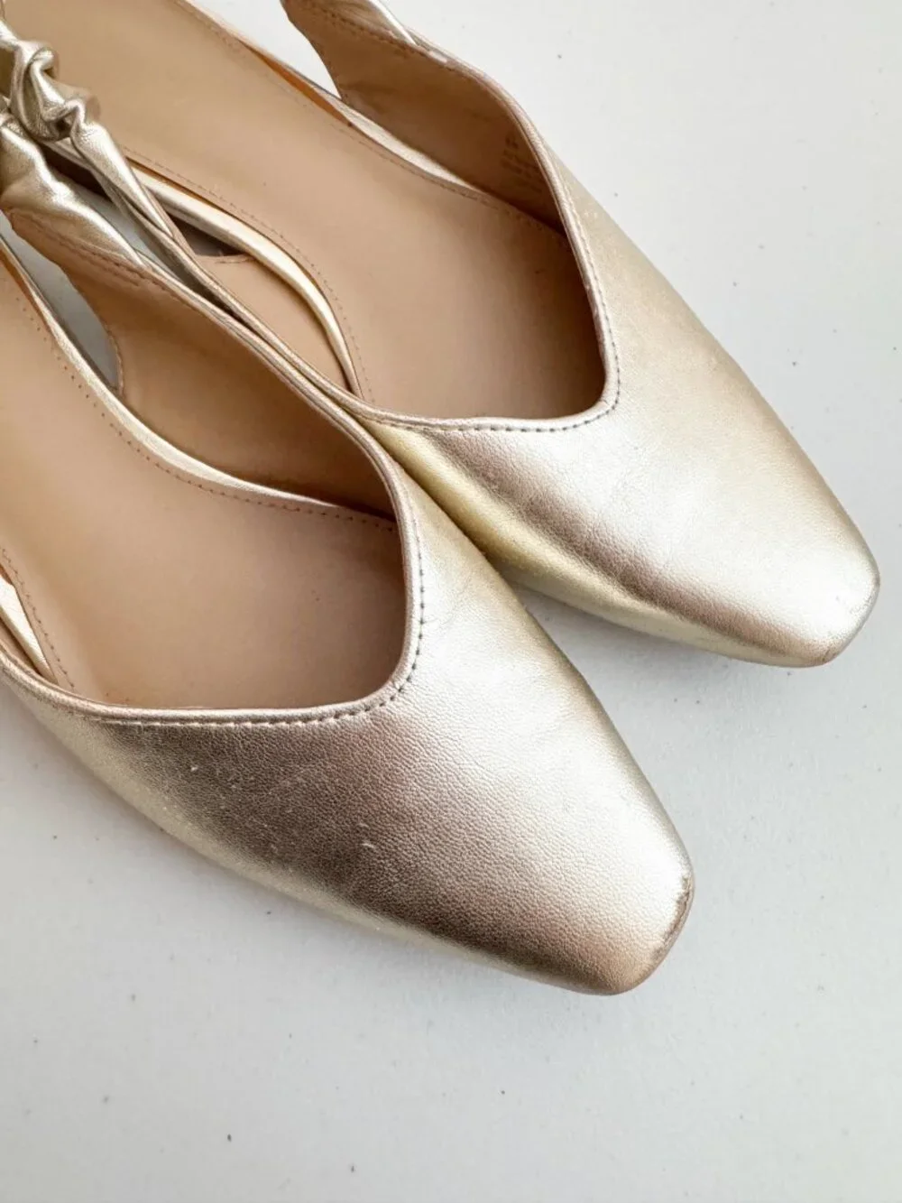 Sam Edelman Omina Slingback Ballet Flats Size 6 Gold Metallic Boho Classic Chic